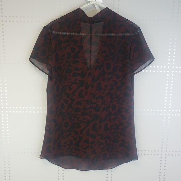 Theory Sheer Camo‎ Print Blouse SZ M - Picture 5 of 6